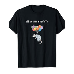 Off To Cause A Kerfuffle Funny Opossum Retro Quirky Animal Gift Trendy Unisex Tee Soft Cotton Crew Neck Vintage Style Trash Panda Vibes