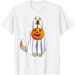 Funny Halloween Dog Ghost and Pumpkin T-Shirt