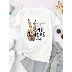 Bad Moms Club Proud Member Funny Sarcastic Mom Life T-Shirt Chaos Chaos Chaos Mama Drama Humor Graphic Tee Unisex Summer Casual Top