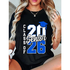 100% Cotton Class of 2026 Senior 2026 Back To School T-Shirt Casual Short Sleeve Shirt