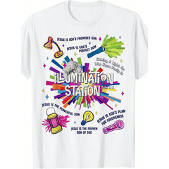 Illumination Station VBS 2026 Bible School Christian Lights T-Shirt Women's Summer Clothing