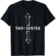 Men's 2-Seater Dirty Joke Funny Sarcastic Offensive Streetwear T-Shirt, Short-Sleeve Round Neck Casual Top