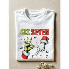 Six Seven Meme Christmas Shirt, Funny Christmas Humor Holiday Graphic Tee, Viral Xmas T-Shirt, Youth Culture Christmas Tee, Santa Holiday Party Shirt CG-165