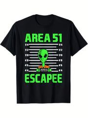 Area 51 Alien UFO Conspiracy Theory T-Shirt for Men Women, Funny Suitable for Halloween & Themed Costume Short Sleeve T-Shirt, Casual Crew Neck Top for Halloween Gift
