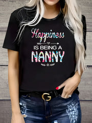 Fashionable Summer Trend, Mother's Day Women's Letter Print Plus-Size Casual Crew Neck Short Sleeve T-Shirt, Spring and Summer Comfortable Printed Plus-Size Casual Women's T-Shirt,