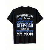 Amazing StepDad - Thanks for Putting Up with Mom Funny Father‘s Day T-Shirt - Stepdad Humor Graphic Tee, Unisex Casual Top