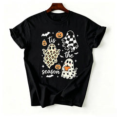 Tis The Season Ghost Shirt, Cute Halloween Ghost Graphic Tee, Checkered Spooky Season T-Shirt, Fall Halloween Gift