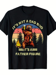 Funny 'it's Not A Dad Bod, It's A Father Figure' Bear Graphic T-shirt - Unisex Casual Tee with Sunset Design, Perfect Gift for Dads & Father Figures