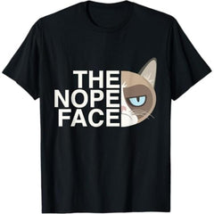 The Nope Face Funny Lazy Cat Joke T-Shirt