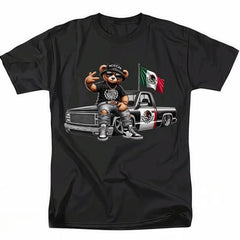 Fashionable Mexican Bear with Truck and Flag T-Shirt