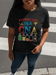 Funny CNA Weekly Battery Life Tee, All Season Medical Graphic Short Sleeve Shirt, Unique Gift For CNA Graduates, Nursing Staff, Hospital And Clinic Workplace Outfits