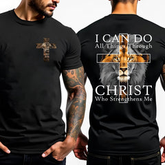 4th Strong Lion With Cross Christian Faith Inspirational T-Shirt