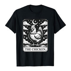 Mystical Moon and Stars Chicken Tarot Graphic T-Shirt