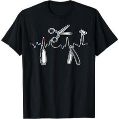 Barbers Pole Scissors Hair Clippers Retro T-Shirt