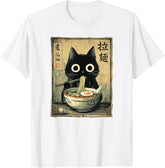 Kawaii Ramen Cat Retro Japanese Noodles Artwork T-Shirt