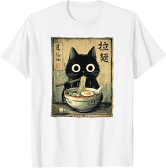 Kawaii Ramen Cat Retro Japanese Noodles Artwork T-Shirt