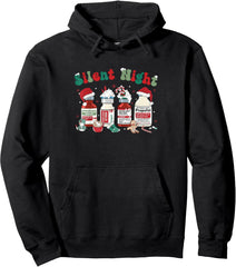 Silent Night Funny Christmas Gift Nurse Medical Xmas Unisex Hooded Sweatshirt