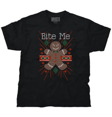 Ugly Christmas Bite Gingerbread Man Stitch Womens or Mens Crewneck T Shirt Tee