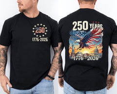 250 Years Old Birthday Bald Eagle 250th Anniversary USA Front & Back T-Shirt