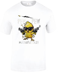 New Pew Pew Madafakas T-Shirt Crazy Duck Funny Xmas Gift Tee