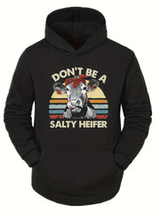 Men'S Funny Cow Graphic Hooded Sweatshirt - Don't Be a Salty Heifer Retro Farm A