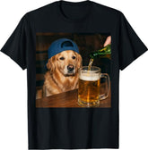 Golden Retriever Drinking Beer Funny Dog Meme Pet Lover Humor Unisex Tee