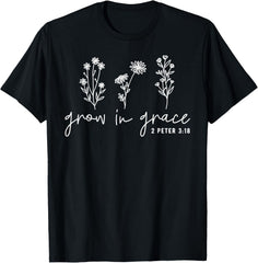 Men's "Grow In Grace" Inspirational Easter Graphic T-Shirt Men's Positive Faith Quote Casual Tee