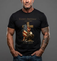 USA 250th Anniversary Eagle Faith & Freedom Unisex Cotton T-Shirt