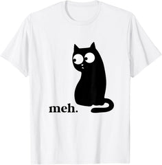 Meh Cat Funny Sarcastic Meme Grumpy Saying Cat Lovers T-Shirt
