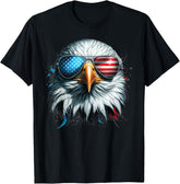 Funny Patriotic Bald Eagle with American Flag Sunglas Unisex T-Shirt