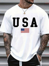 Men's "USA" Patriotic Flag Graphic T-Shirt Men's Independence Day American Pride Casual Tee