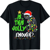 Is This Jolly Enough Black Cat Merry Christmas Tree Lights T-Shirt