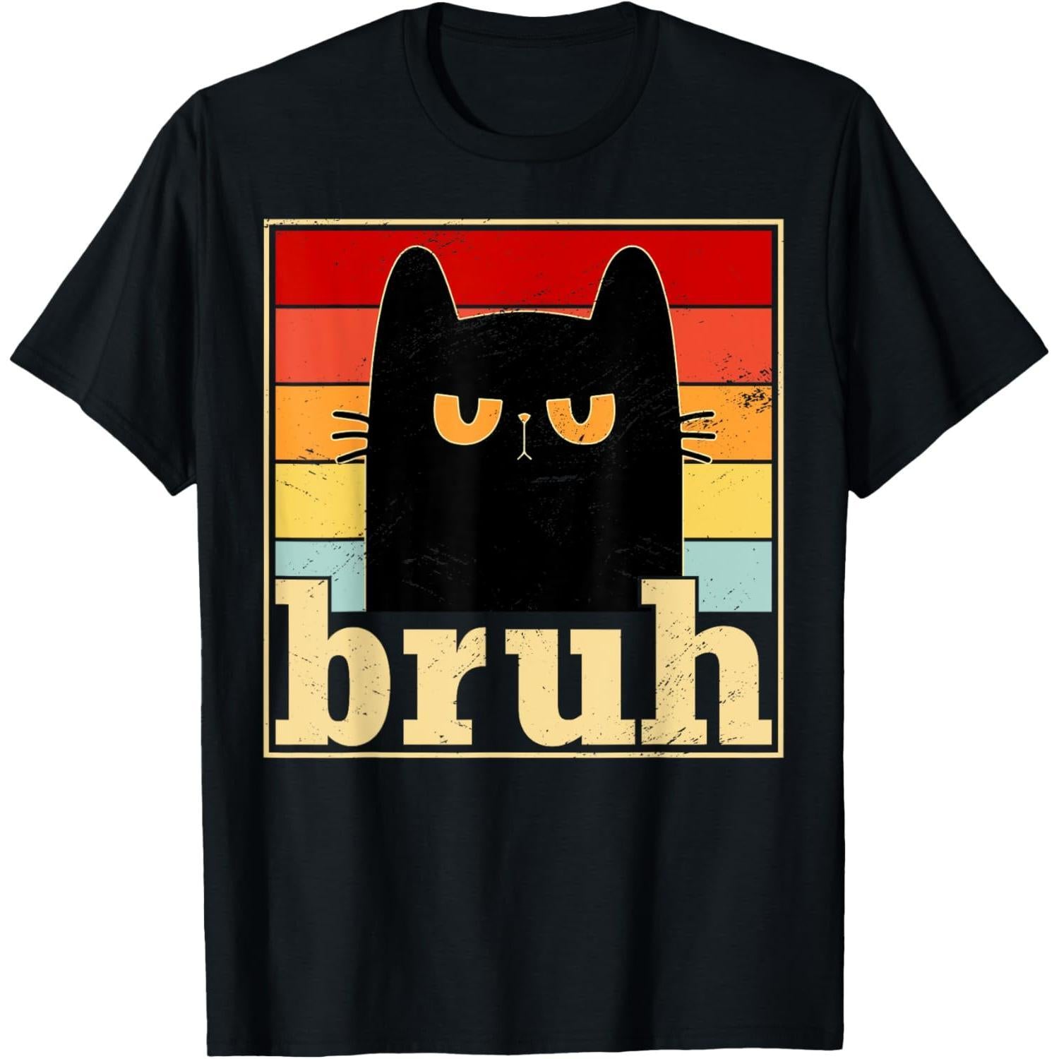 Funny Bruh Cat Meme Shirt for Teens Boys Girls Men Women T-Shirt