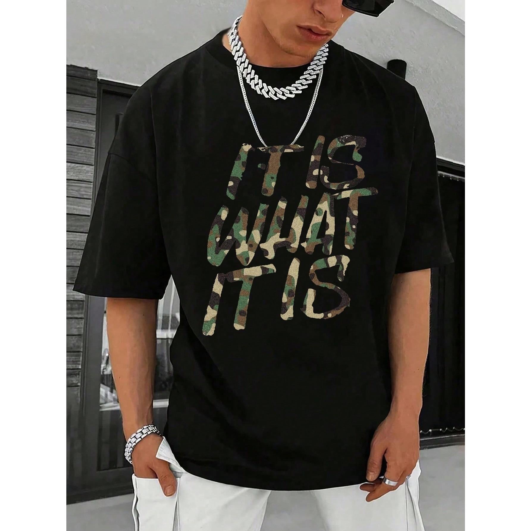 Camo Tee | Men's Camouflage Pattern T-Shirt | IT IS WHAT IT IS Design | Perfect For Vacation & Leisure | 100% Cotton | Unisex Style | Unique Gift Idea