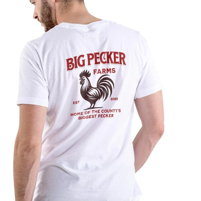 Big Pecker Farms Funny Rooster T Shirt for Men Humor Graphic Tee Country Farm Chicken Shirt Casual Short Sleeve Crew Neck Novelty Gift Rural Style Tee