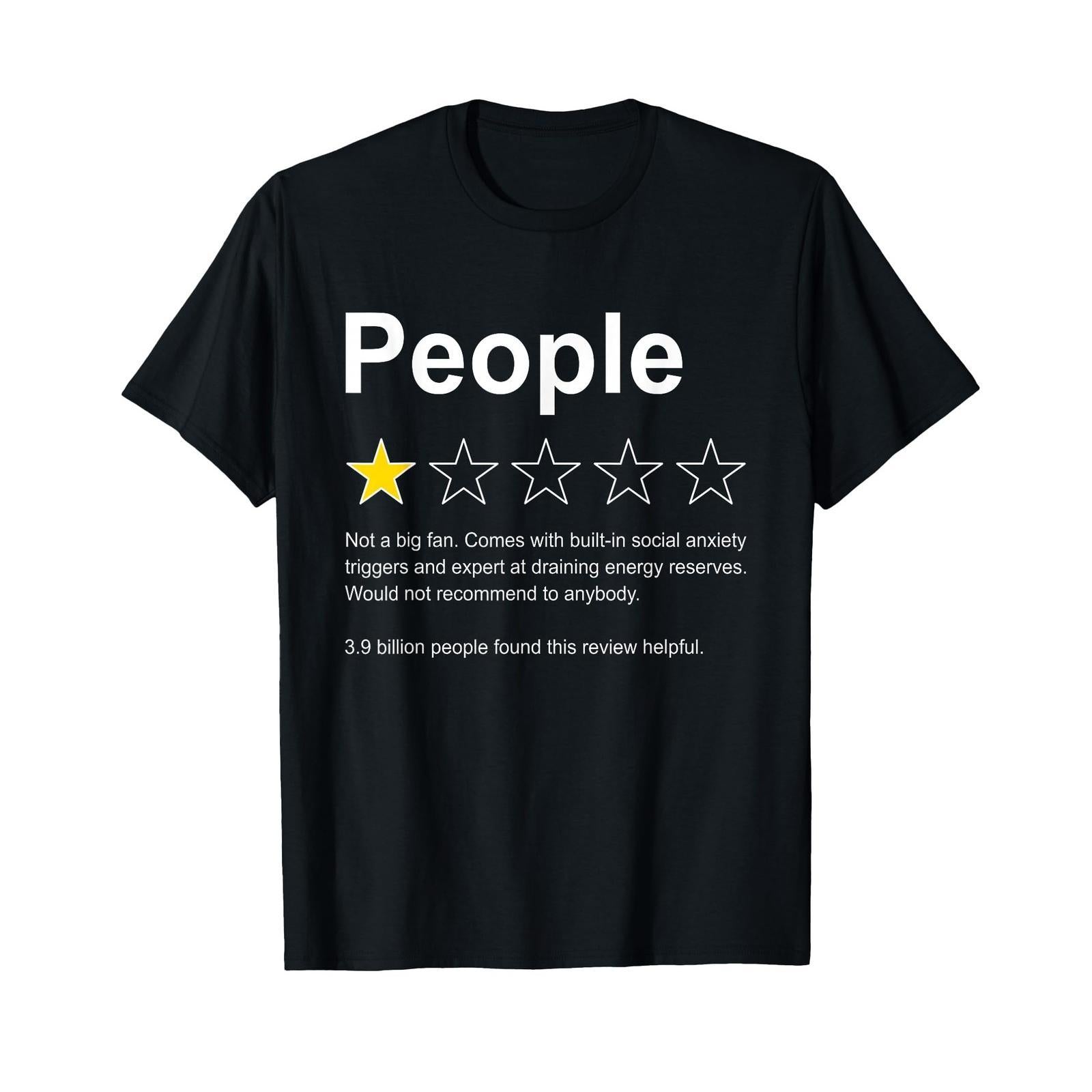 One Star Rating, Would Not Recommend Funny Introvert T-Shirt - Sarcastic Social Humor Graphic Tee, Unisex Casual Top