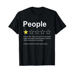 One Star Rating, Would Not Recommend Funny Introvert T-Shirt - Sarcastic Social Humor Graphic Tee, Unisex Casual Top