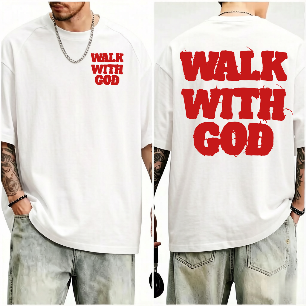 Walk With God Christian Faith Graphic T-Shirt Religious Tee