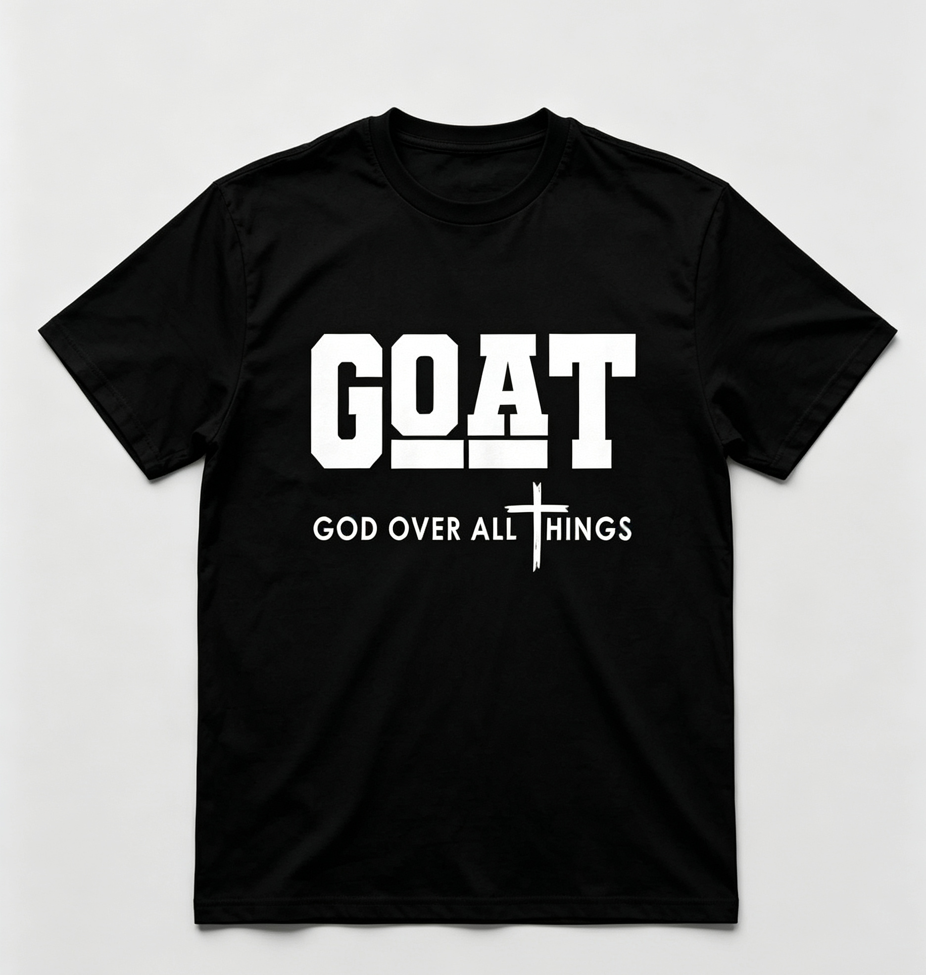 Men GOAT God Over All Things Christian T‑Shirt 100% Cotton Crew Neck Short Sleeve Casual Top for All Seasons