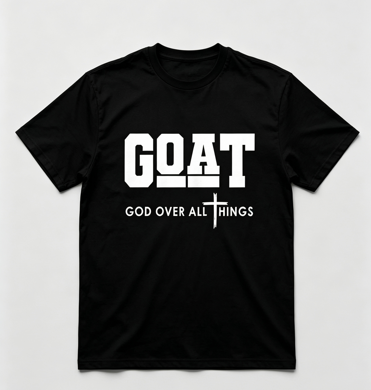 Men GOAT God Over All Things Christian T‑Shirt 100% Cotton Crew Neck Short Sleeve Casual Top for All Seasons