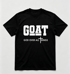 Men GOAT God Over All Things Christian T‑Shirt 100% Cotton Crew Neck Short Sleeve Casual Top for All Seasons