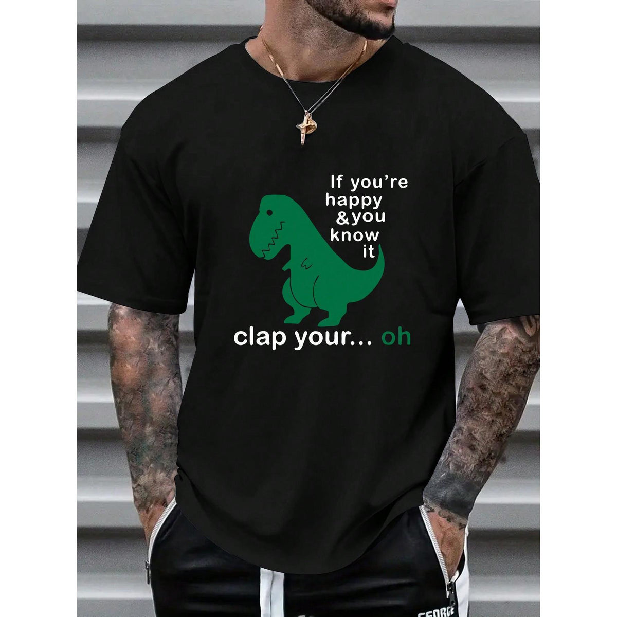 Dinosaur Slogan Printed Commuter T-Shirt