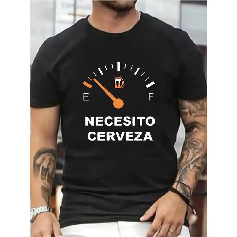Men's Regular Fit Letter Graphic Round Neck Tee, Casual Short Sleeve Crew Neck T-shirt for Summer, Fashion Men's Top for Daily Wear, Crewneck Graphic Tees, Men's T Shirts
