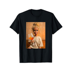 Funny Creepy Doll Face Meme Orange Cocktail T-Shirt - Sarcastic Slogan Graphic Tee, Unisex Casual Top