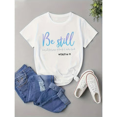 “Be Still and Know That I Am God” Christian Inspirational Graphic T-Shirt - Psalm 46:10 Bible Verse Graphic Tee, Unisex Faith Gift