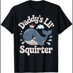 Funny Ocean Animal Whale Print Letter‑Pattern Unisex Cotton Daily Tee Shirt