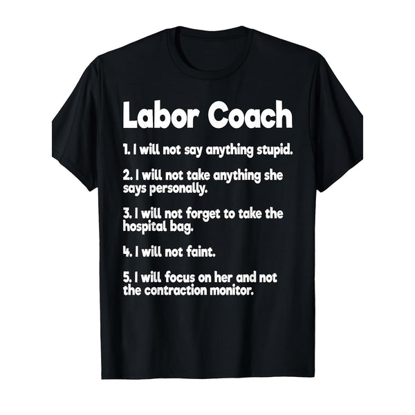 Birth Partner Rules Funny Expectant Dad T-Shirt - Hospital Humor for New Parents, Unisex Baby Shower Gift Tee