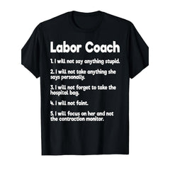 Birth Partner Rules Funny Expectant Dad T-Shirt - Hospital Humor for New Parents, Unisex Baby Shower Gift Tee