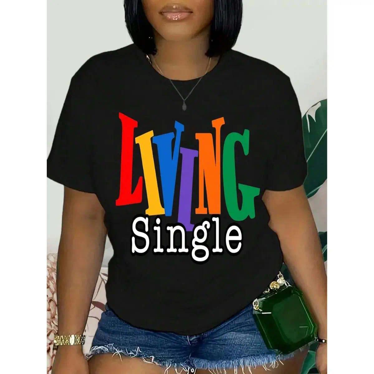 Living Single Graphic Cotton T-Shirt - Bright Colored Lettering Menswear