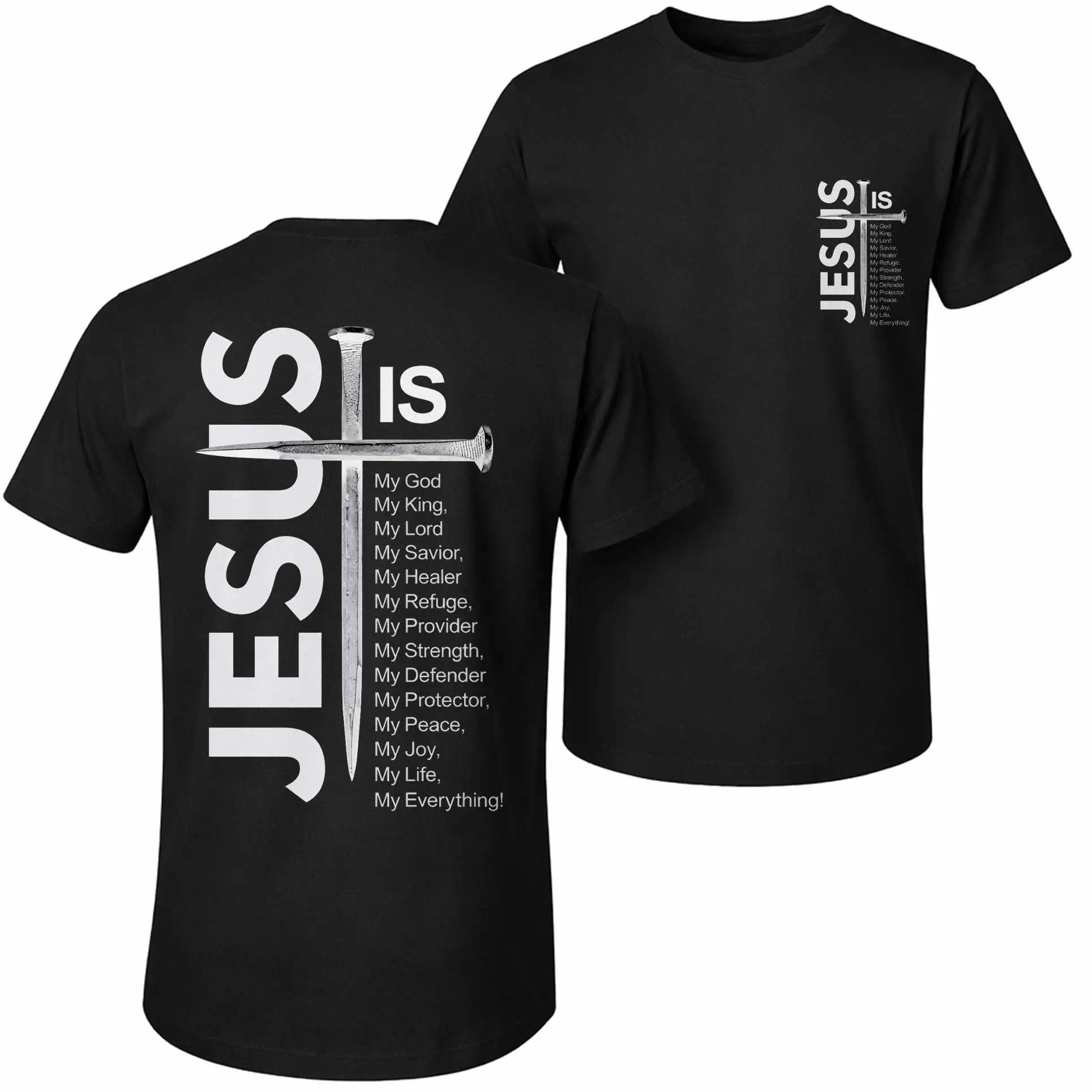 Men's Pure Cotton Short-Sleeve Graphic T-Shirt - Jesus and The Cross Print, Relaxed Fit, Classic Crew-Neck, Breathable Menswear, Unisex Stylish Piece for Spring Summer Wear,summervibes outdoorfun